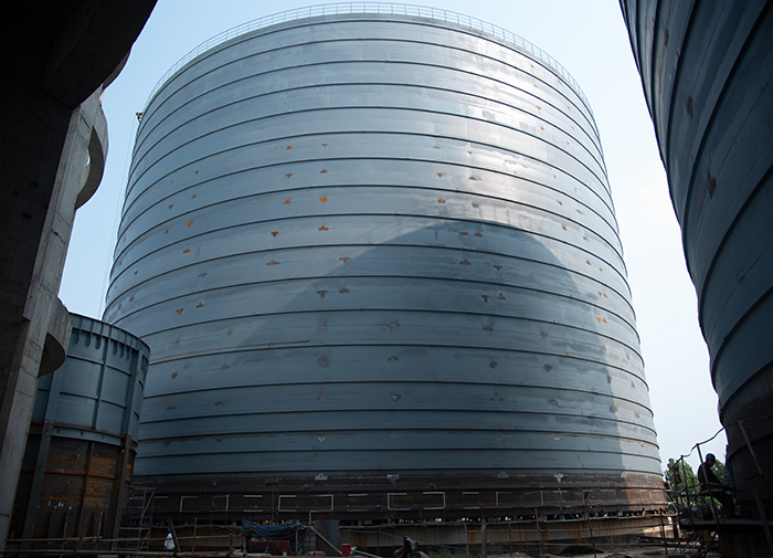 Large welded steel silo